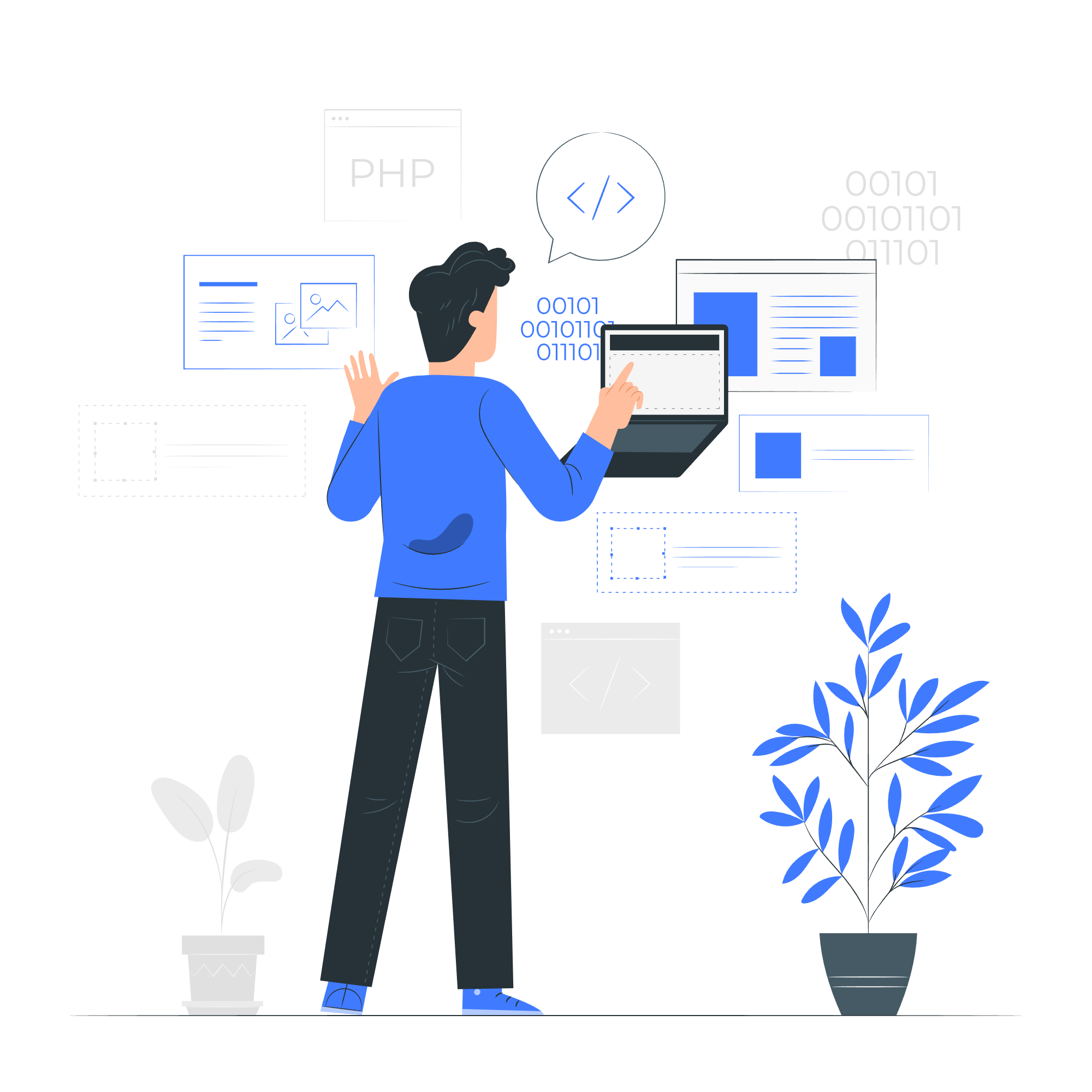 Doświadczenie w oferowaniu usług hostingowych. Dwóch mężczyzn i kobieta oferujący usługi hosting Magento